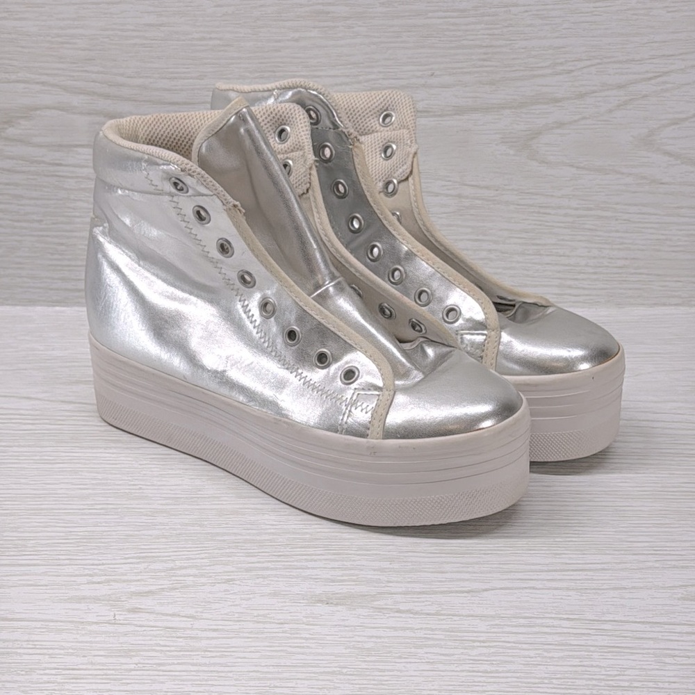 Jeffrey Campbell JC Silver Platform High-Top Sneakers Sz 9